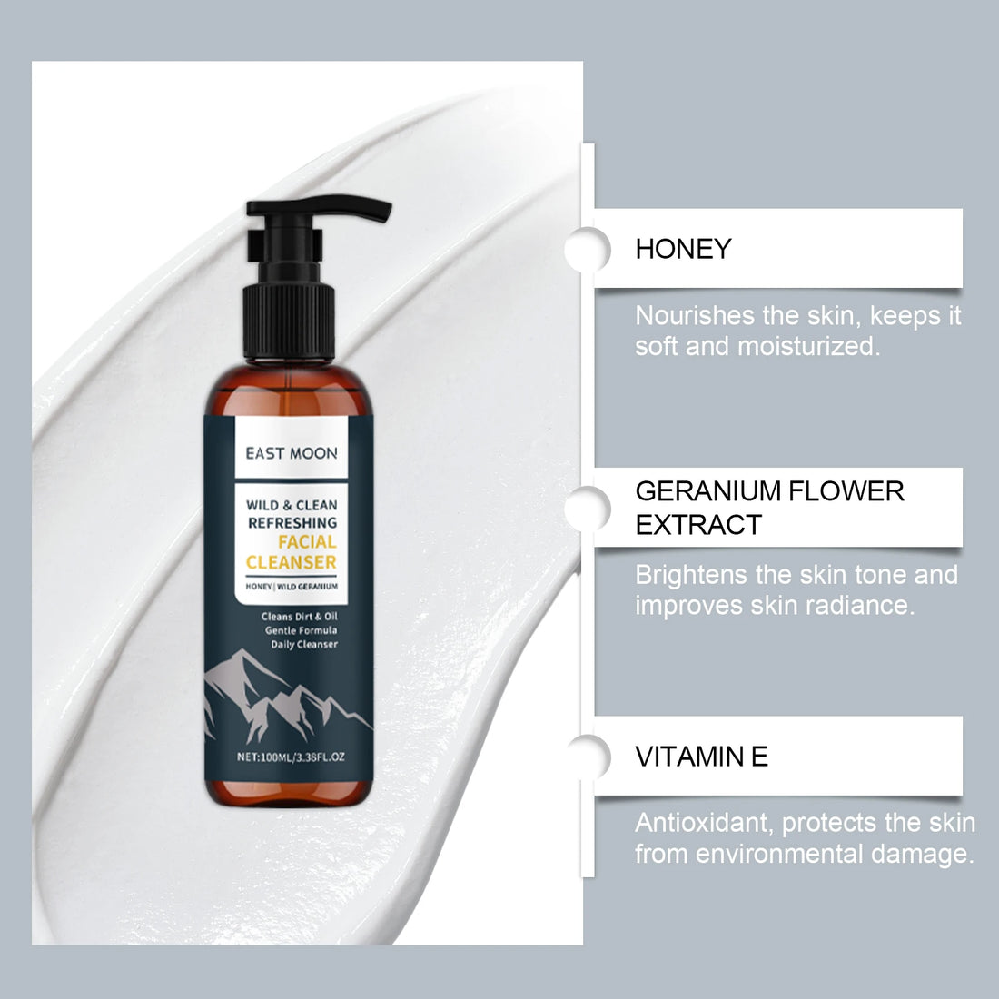 Men's Nourishing Facial Cleanser Refine Pores Brightening Gentle Oil Control Face Wash for Deep Cleansing & Refreshing Skin