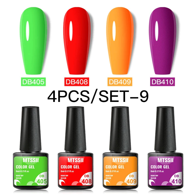 Mtssii 10Pcs/Set Christmas Gel Nail Polish Nail Art Sparkle Gold Red Green Gel Polish Varnish Semi Permanen Gel New Year Nail