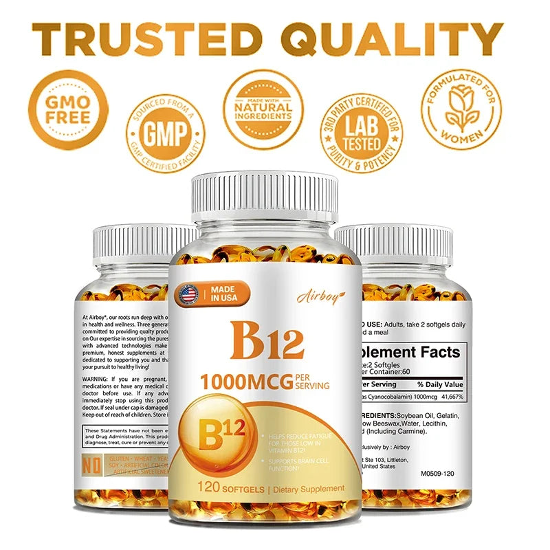 Vitamin B12 1000mcg - Supports Energy Metabolism, Mood and Nervous System Health
