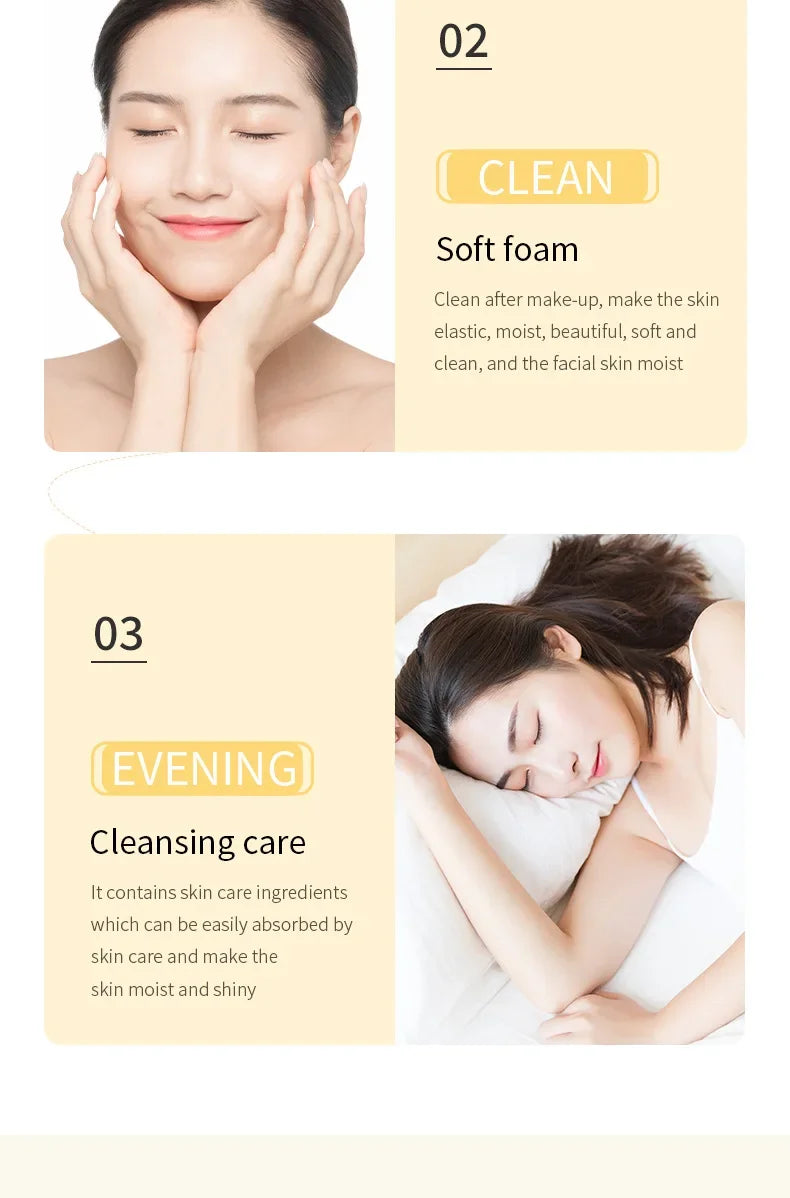 Rice Raw Pulp Facial Cleanser Face Wash Foam skincare Moisturizing Skin Brightening Rejuvenation Face Cleanser Skin Care