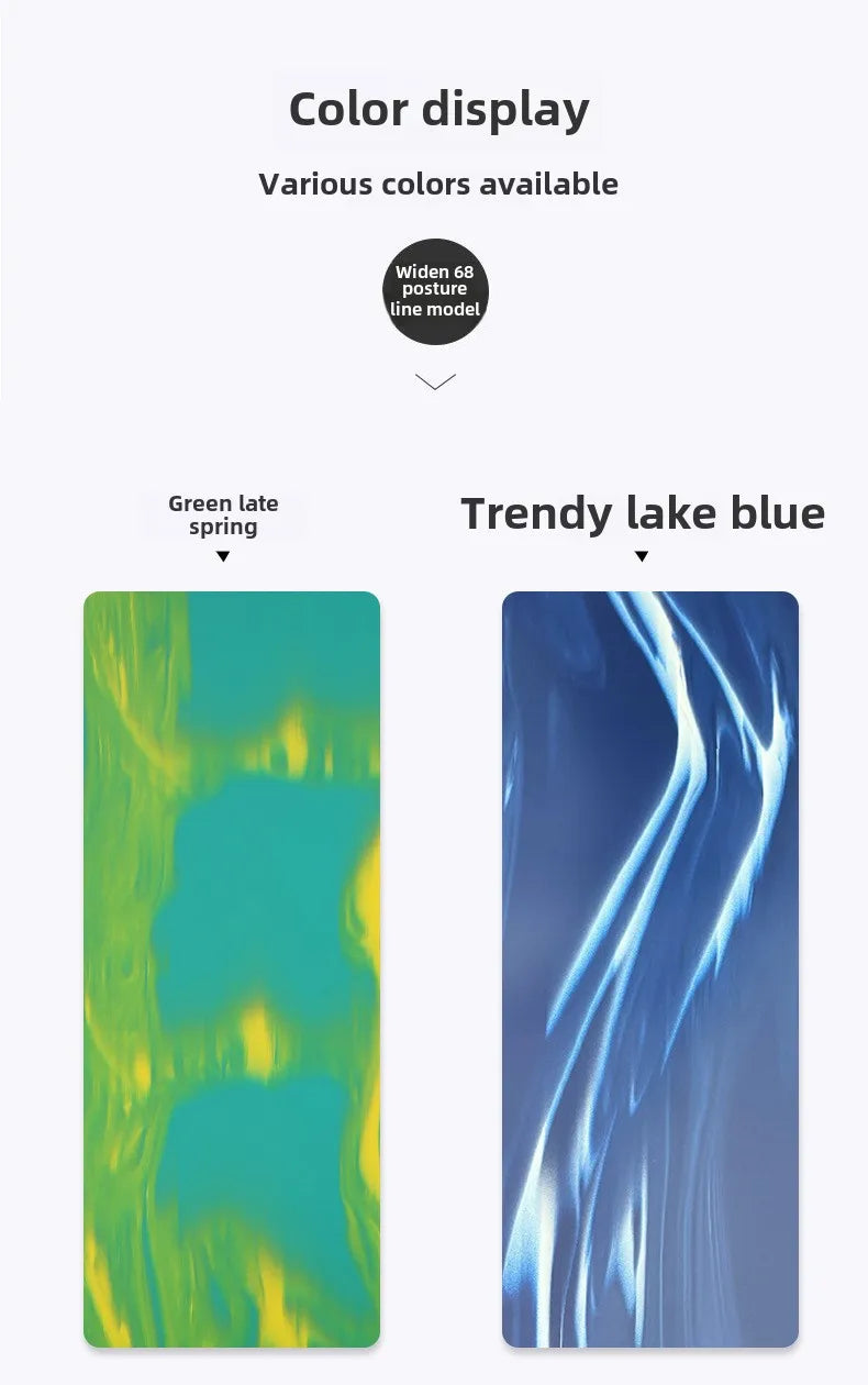 ‌Contrast-Colored PU & Natural Rubber Yoga Mat - Anti-Slip, Moisture-Wicking Dance/Fitness Mat with Artistic Design (Premium Edi