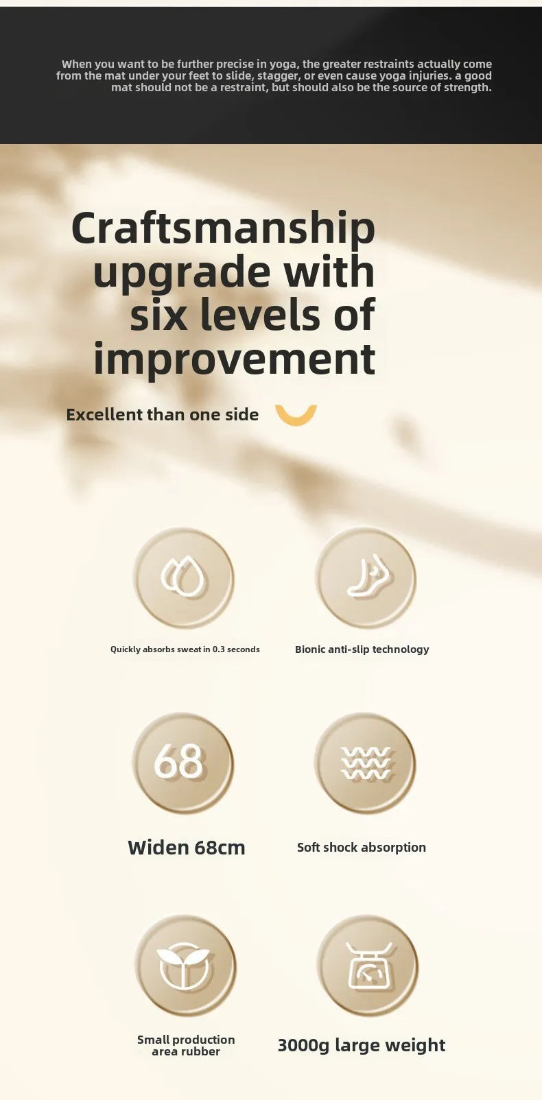 ‌Contrast-Colored PU & Natural Rubber Yoga Mat - Anti-Slip, Moisture-Wicking Dance/Fitness Mat with Artistic Design (Premium Edi