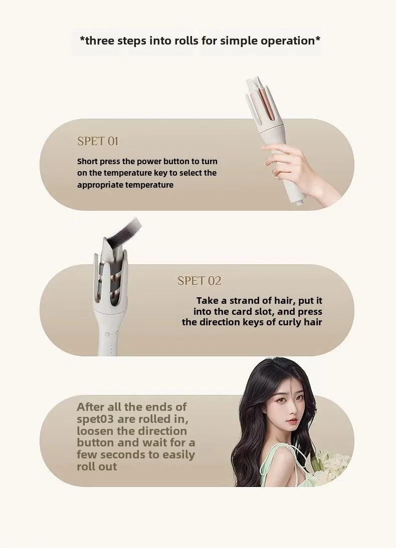 Automatic Rotating Curling Iron Electric Rotation Does Not Hurt Hair Portable Hair Curler for Comfortable and Safe Hair Styling