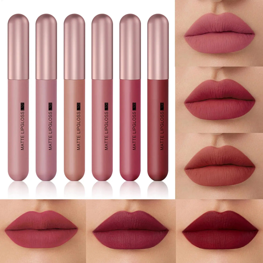 Mini Lipstick Set waterproof Matte 6 Colors Lipstick Velvet Red Lip Pigment Non-stick Cup Lip Gloss Kit