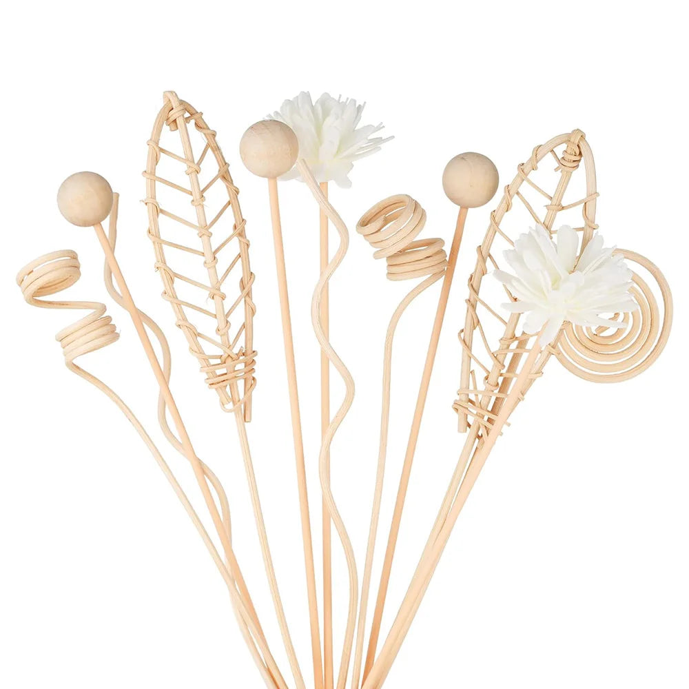 12PCS Natural Rattan Reed Diffuser Sticks Unscented Essential Oil Aromatherapy Set
