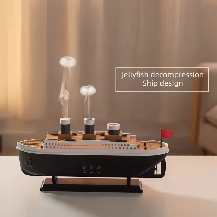 250ml Titanic Ship Model Decoration Air Humidifier Essential Oil Diffuser Jellyfish Smoke Ring Spray Aroma Diffuser For Home
