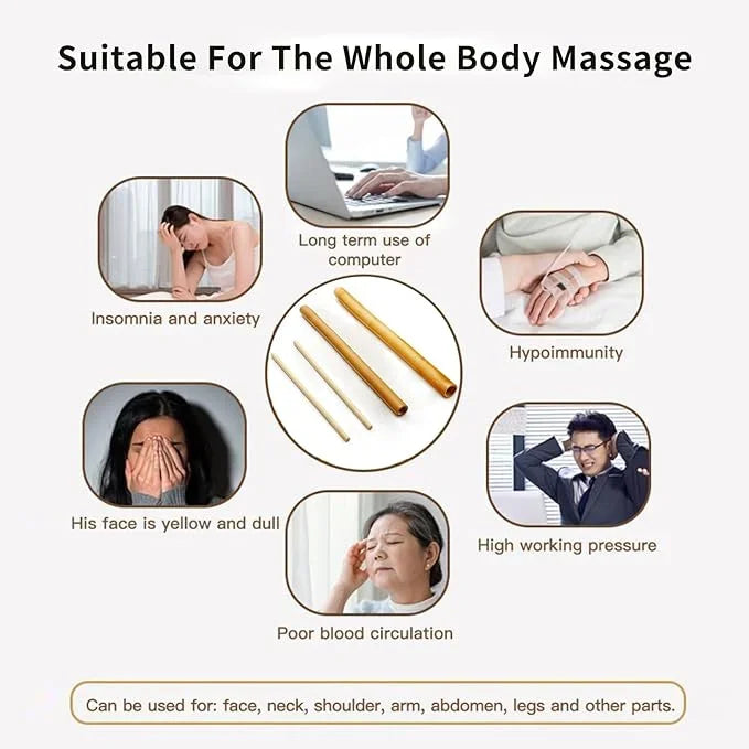 Natural Bamboo Massage Stick Wood Therapy Stick Gua Sha Massage Wood Therapy Tools for Body Contour Cupping Gua Sha Massager