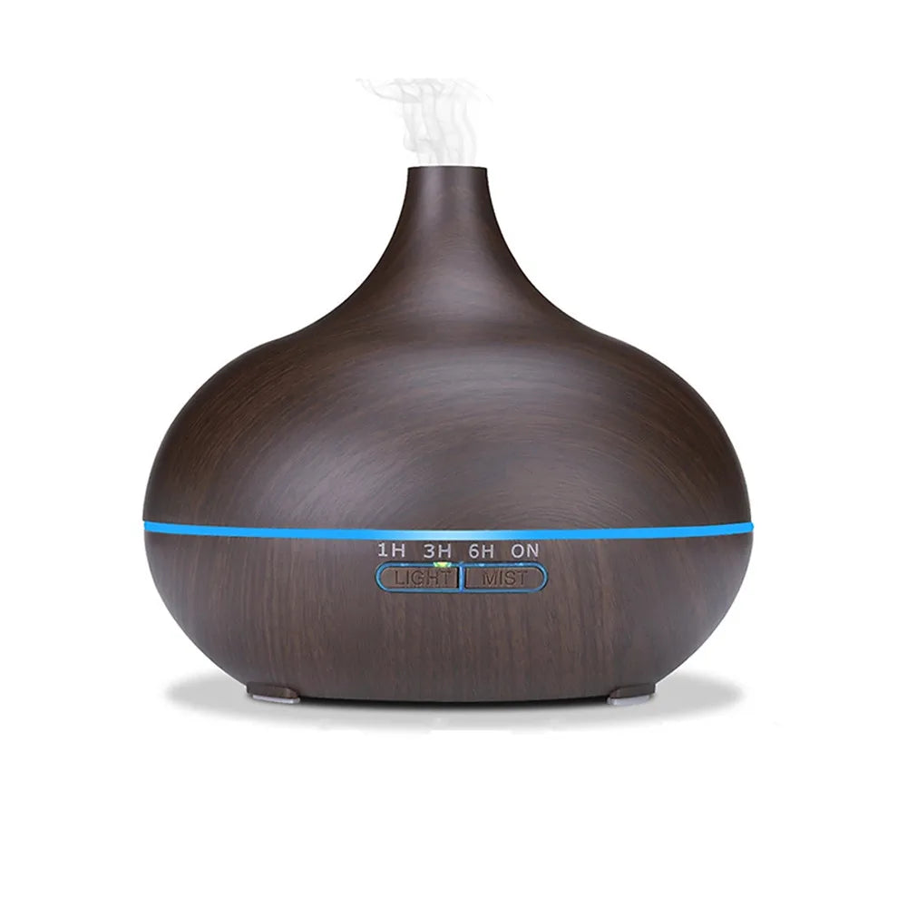 U Rabbit Wood Color USB Aroma Diffuser Essential Oil Diffuser with 7 Color LED Lights&Remote Control USB Powered Air Humidifier